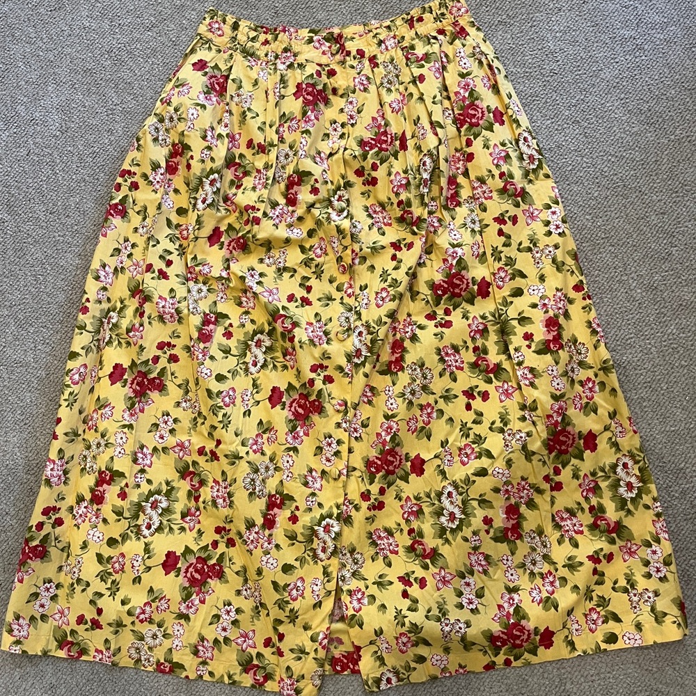 APRIL CORNELL Floral Skirt Retro Pleats Boho Coastal Cottage Core Flower Country